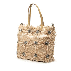Floral Embellished Satin Satchel