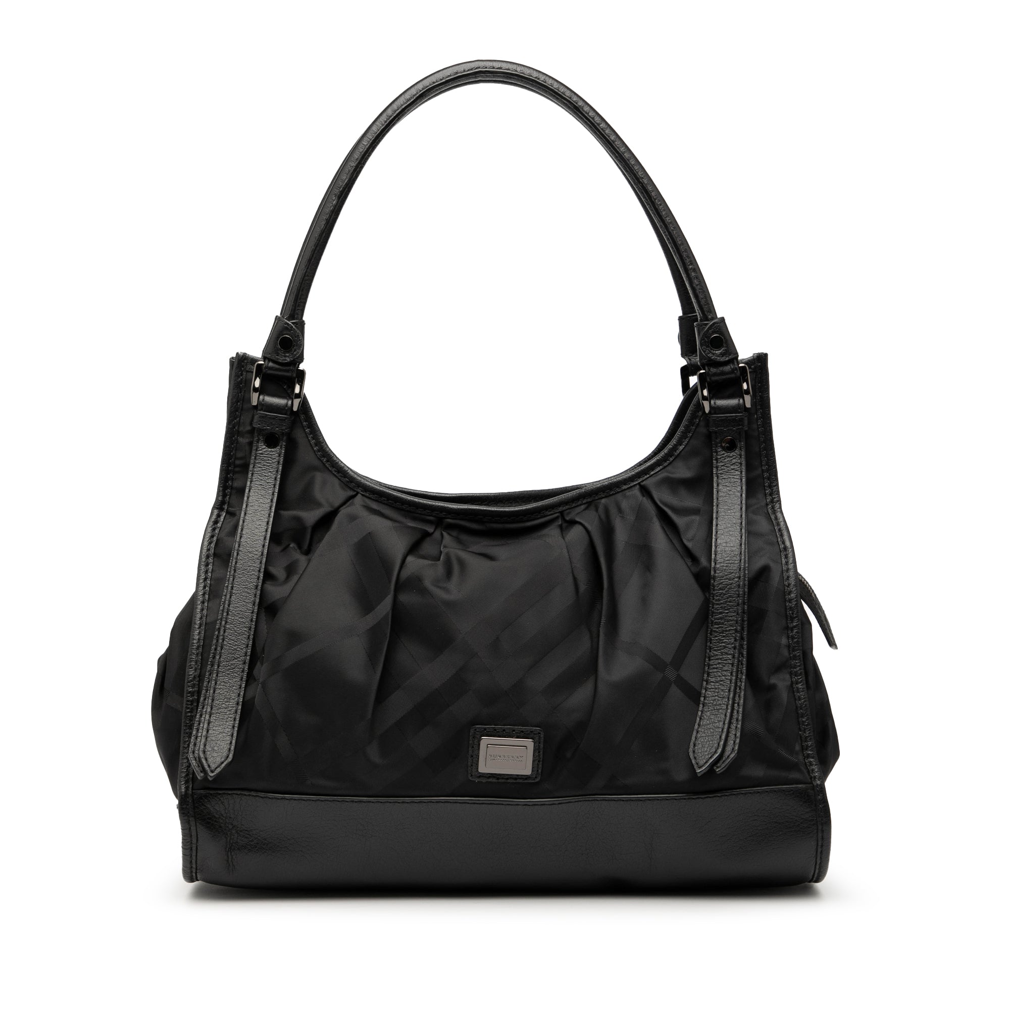 Tonal Check Nylon Shoulder Bag