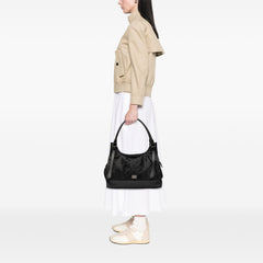 Tonal Check Nylon Shoulder Bag