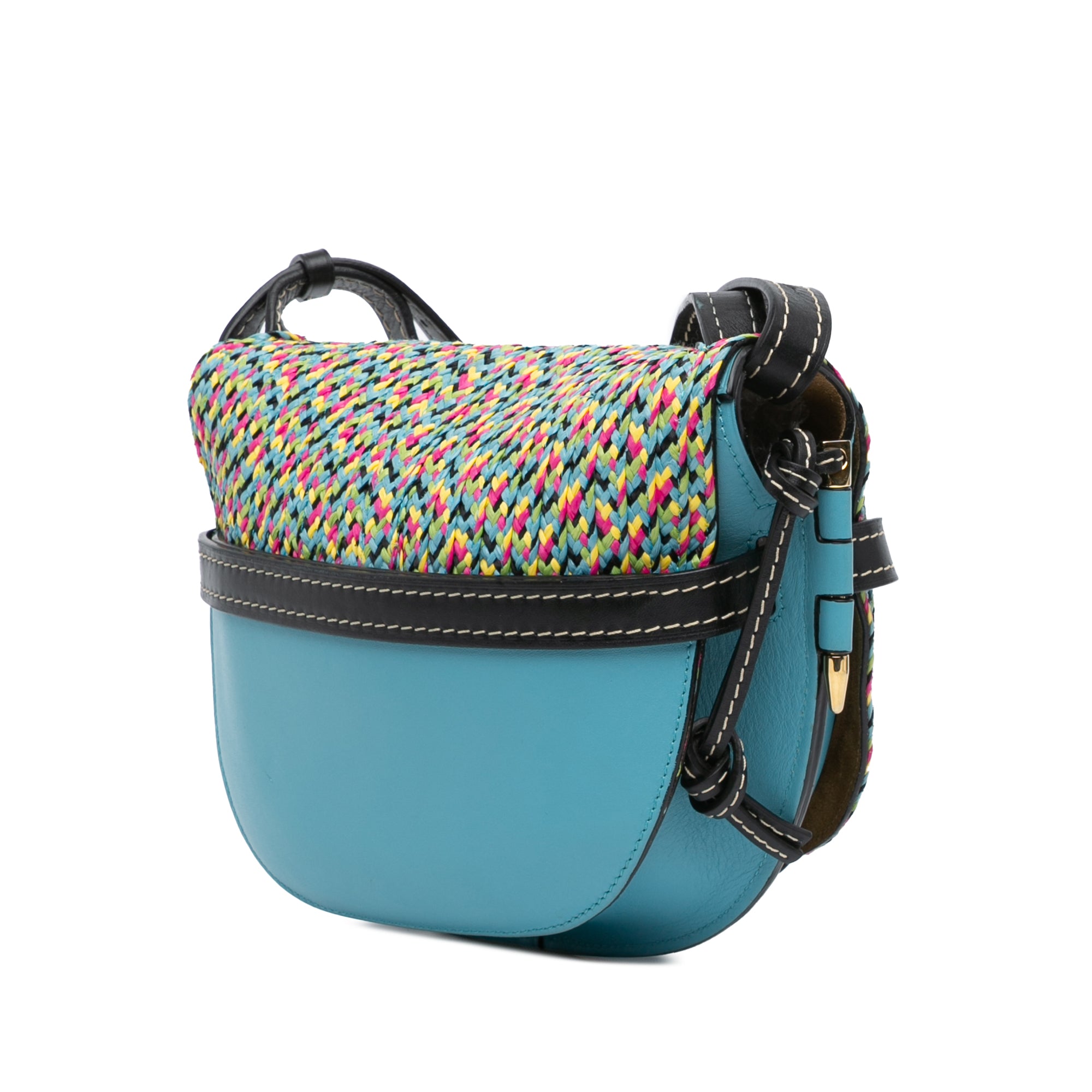 Small Raffia and Calfskin Gate Crossbody