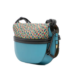 Small Raffia and Calfskin Gate Crossbody