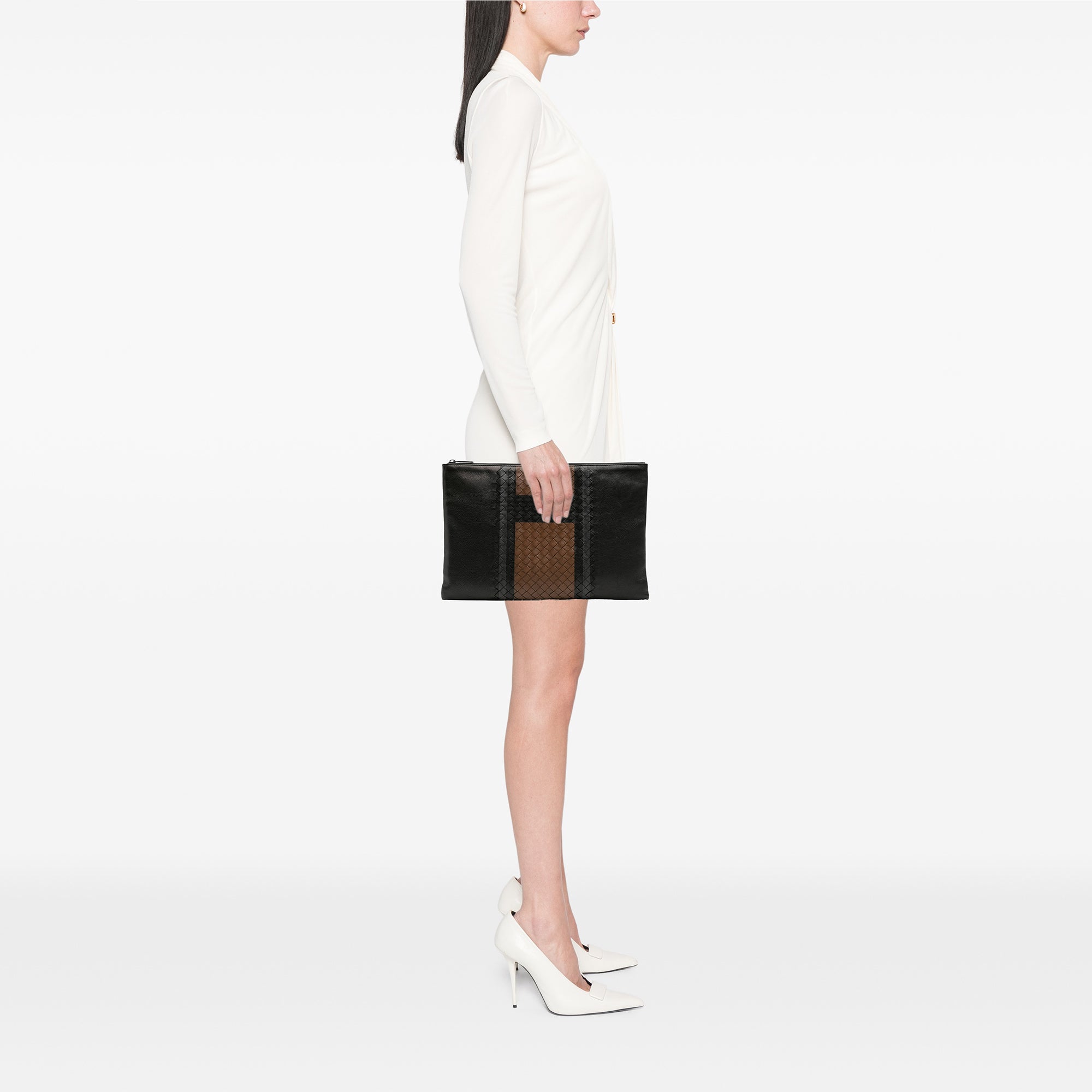 Intrecciato Trimmed Leather Clutch