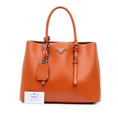 Medium Saffiano Cuir Double Satchel