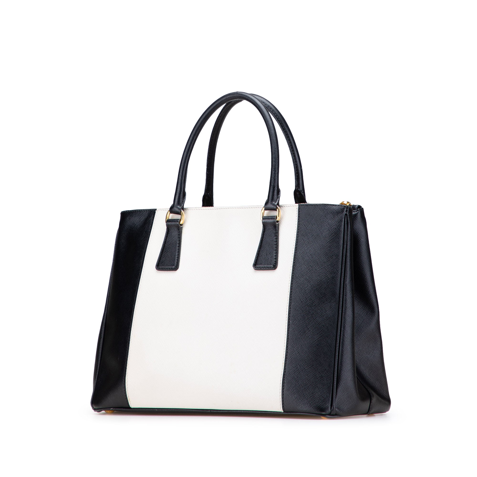 Medium Bicolor Saffiano Lux Galleria Double Zip Satchel