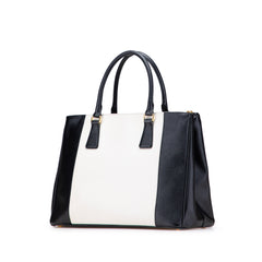 Medium Bicolor Saffiano Lux Galleria Double Zip Satchel