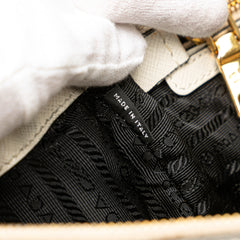 Medium Bicolor Saffiano Lux Galleria Double Zip Satchel