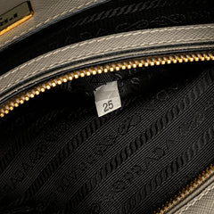 Medium Bicolor Saffiano Lux Galleria Double Zip Satchel