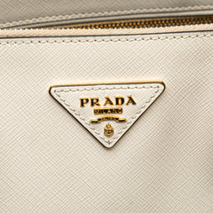 Medium Bicolor Saffiano Lux Galleria Double Zip Satchel