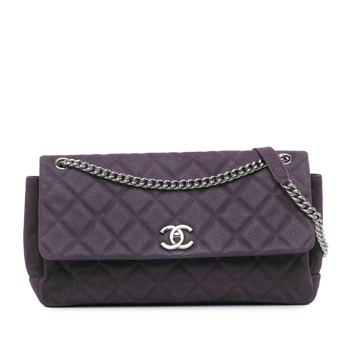 Quilted Iridescent Caviar Lady Pearly Flap