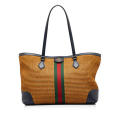 Medium Raffia Ophidia Tote Bag_0