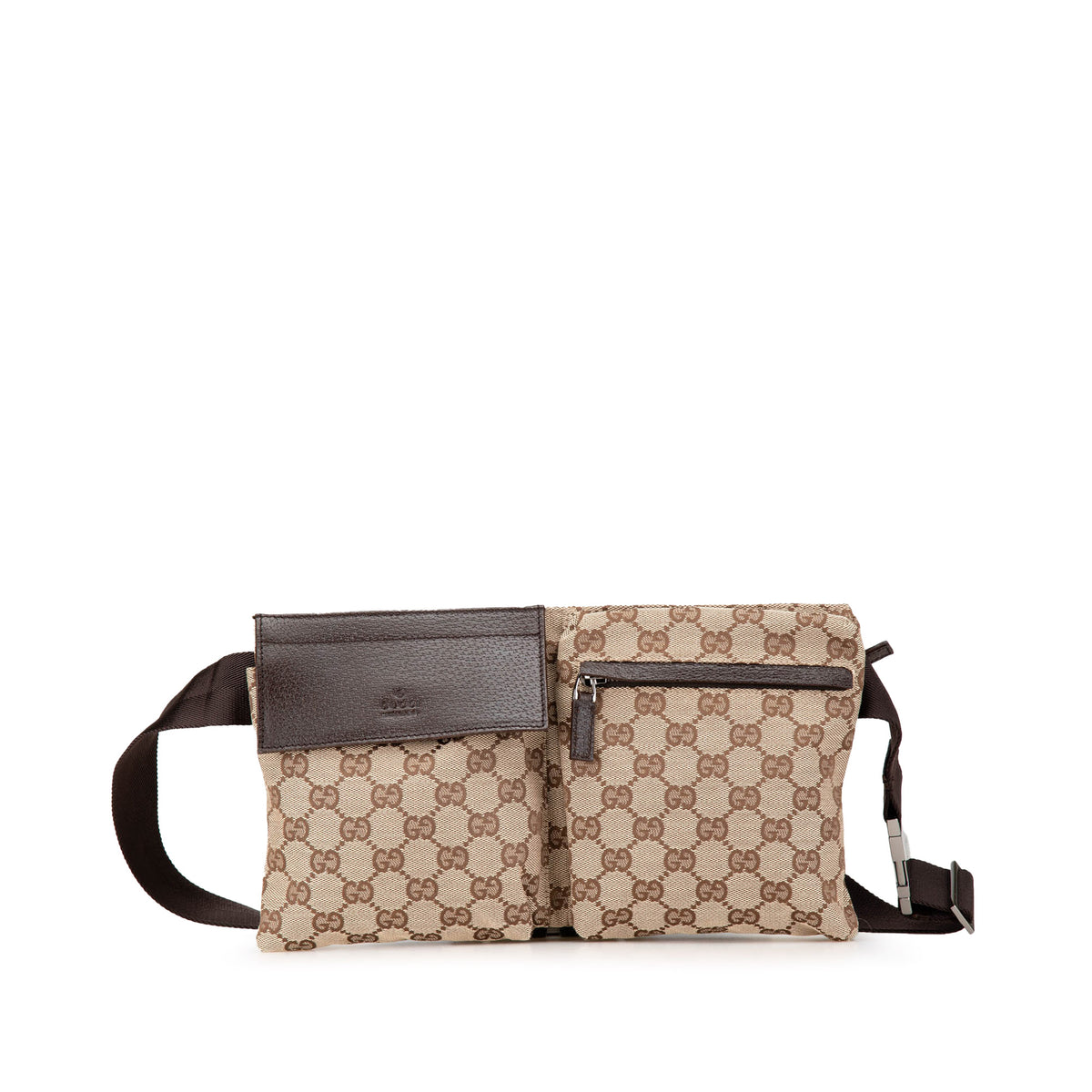 GG Canvas Double Pocket Belt Bag