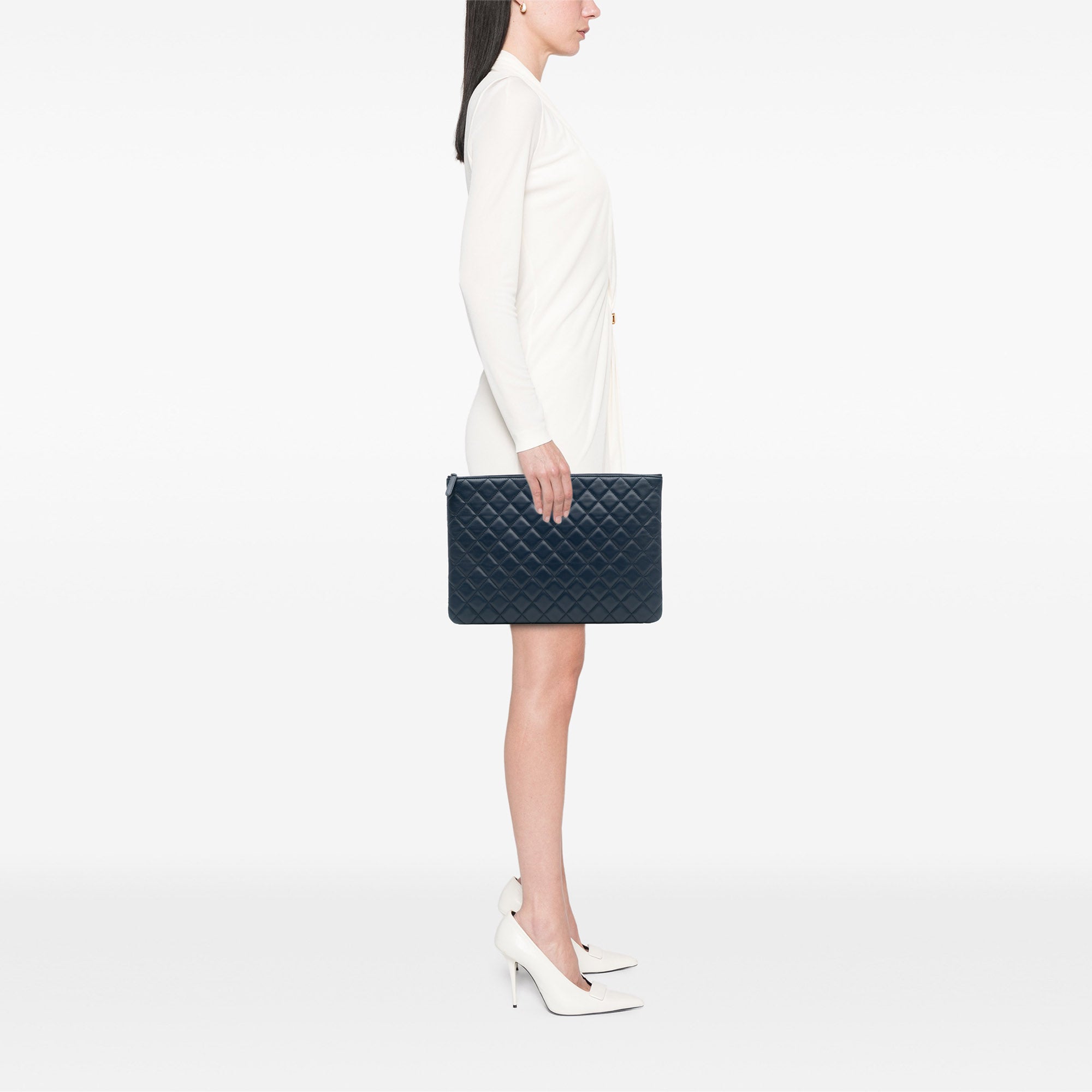 Large Quilted Lambskin O Case Clutch