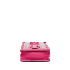 Tweed and PVC Phone Clutch with Chain