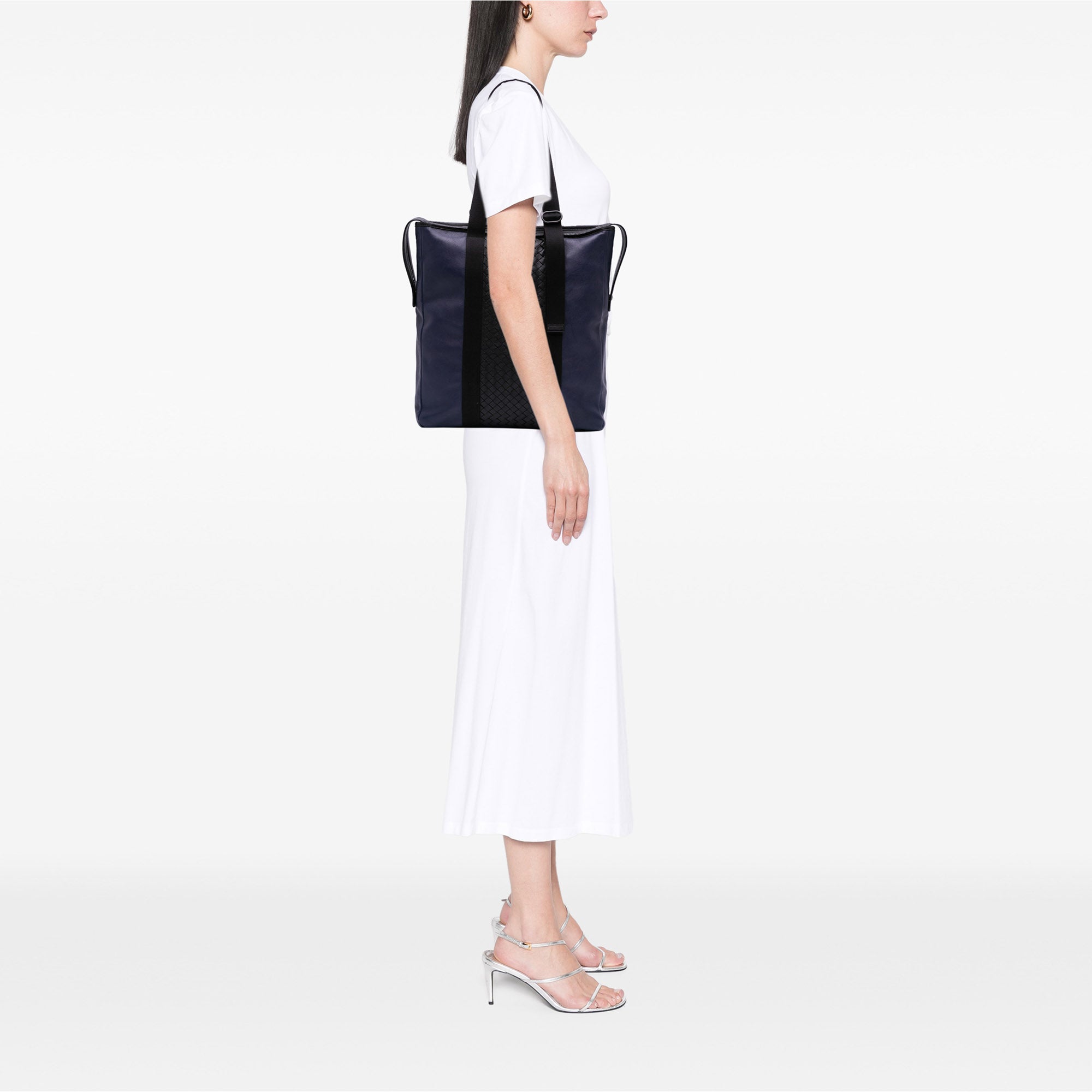 Bicolor Leather Intrecciato Tote