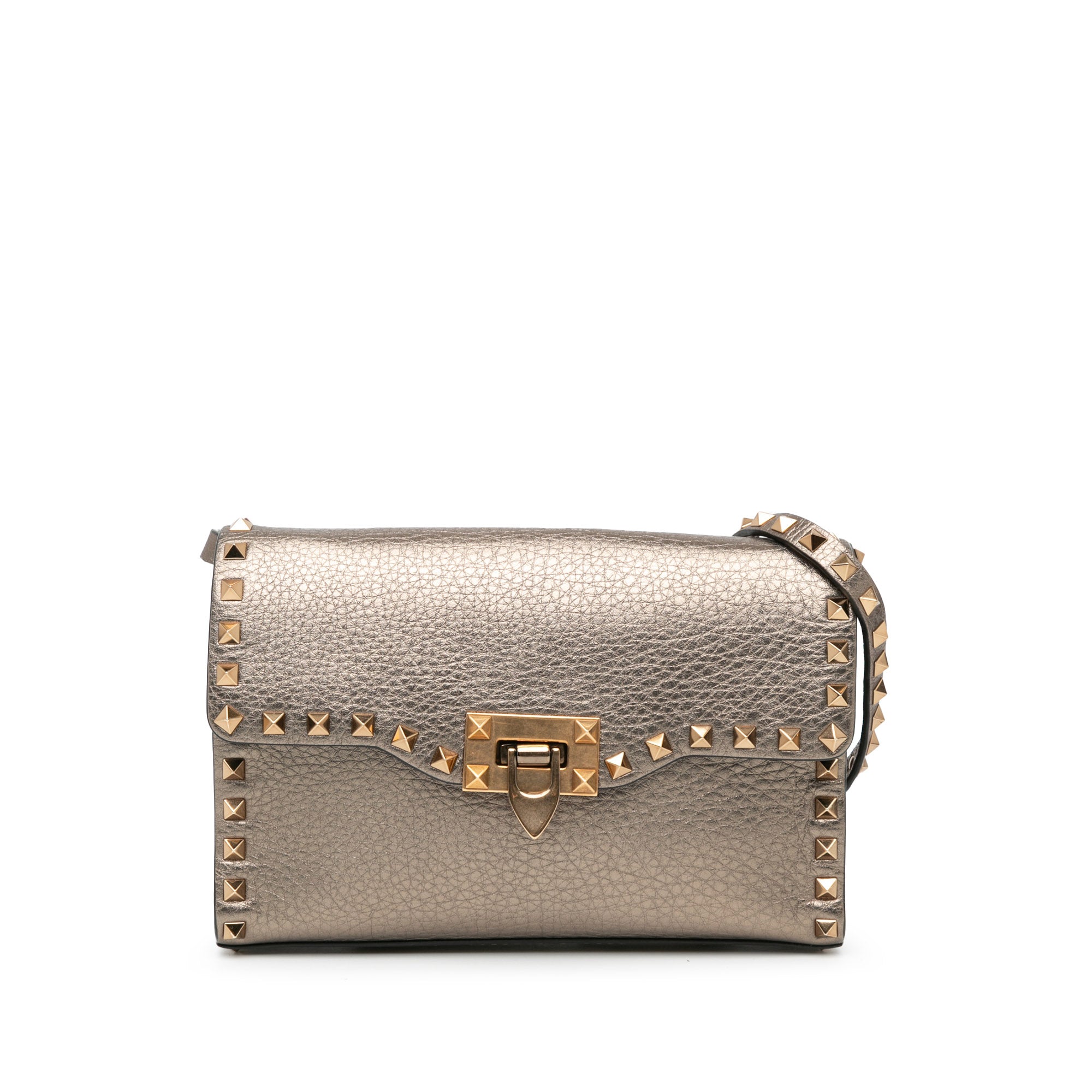 Small Grainy Calfskin Rockstud Flap Crossbody