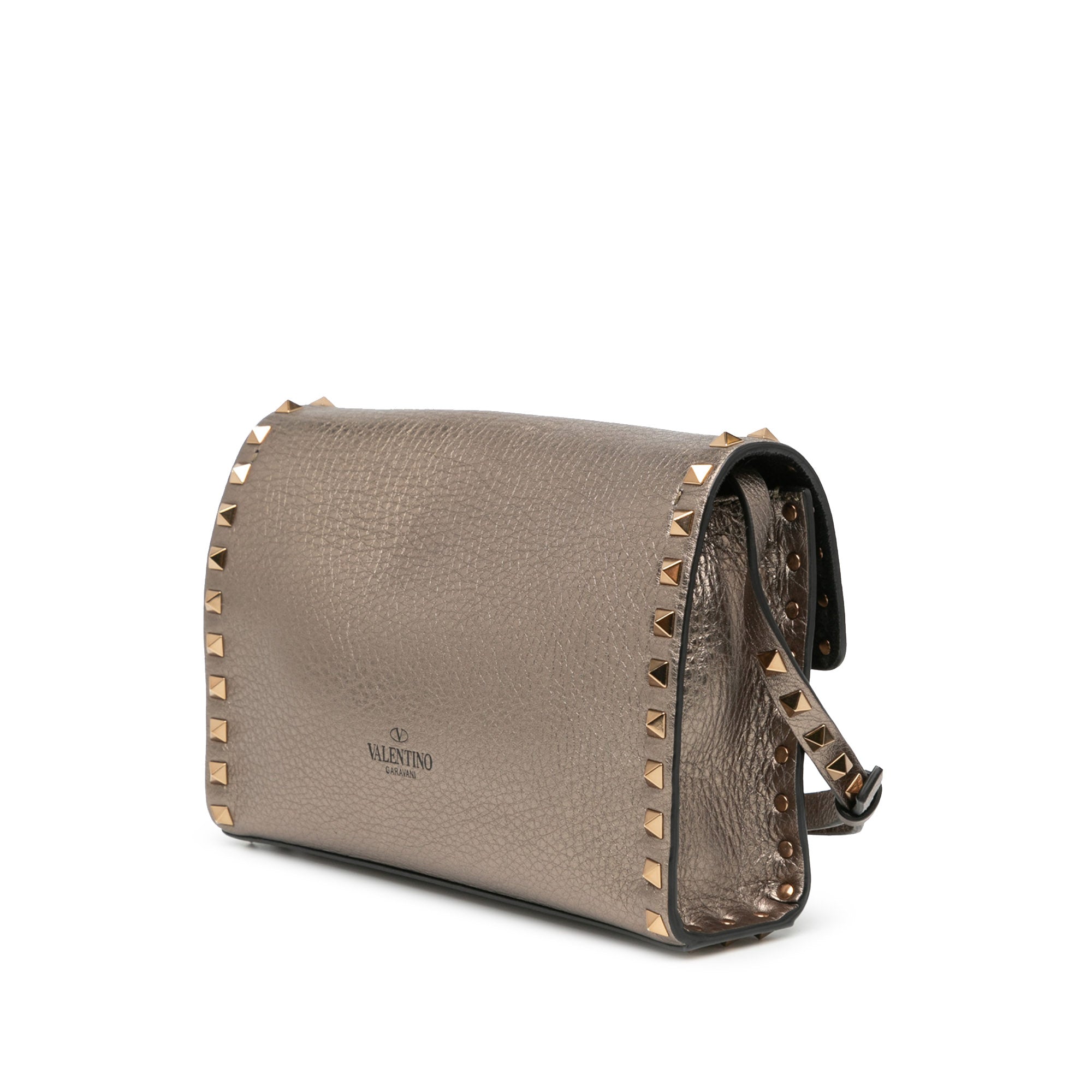 Small Grainy Calfskin Rockstud Flap Crossbody