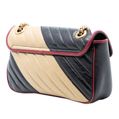 Medium GG Marmont Bicolor Matelasse Diagonal Leather Torchon Shoulder Bag