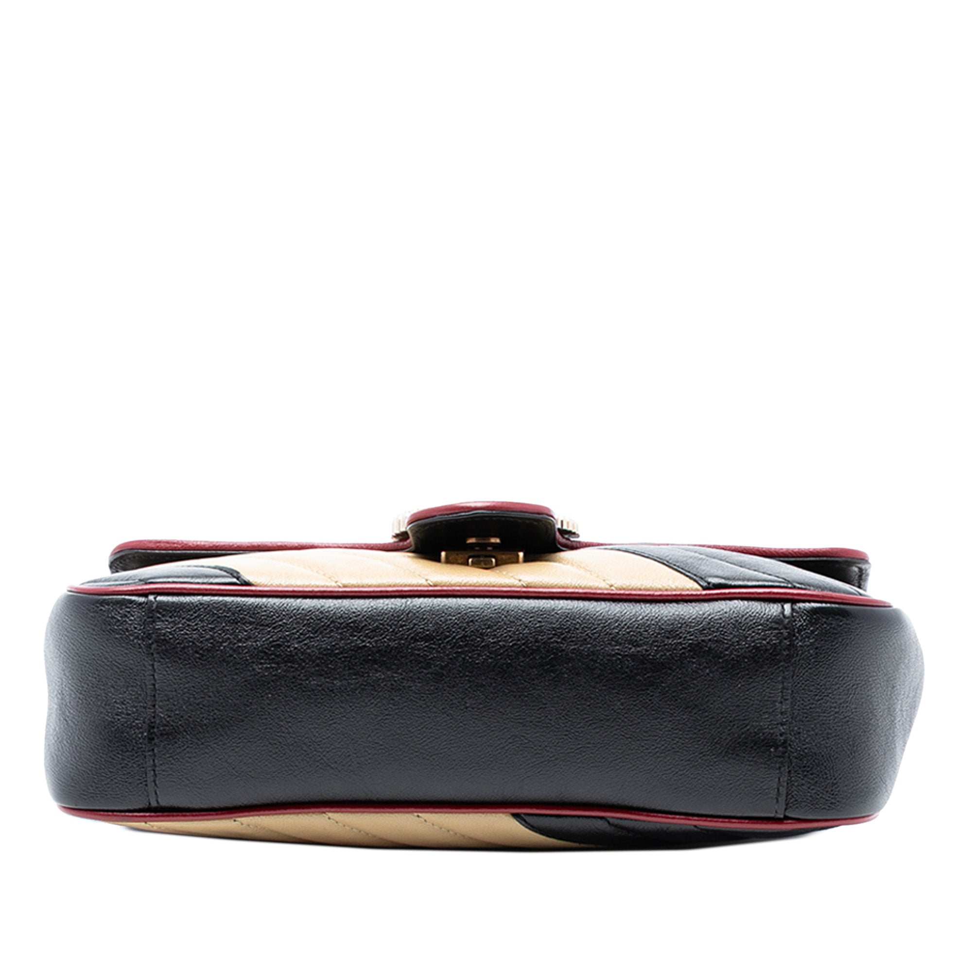 Medium GG Marmont Bicolor Matelasse Diagonal Leather Torchon Shoulder Bag