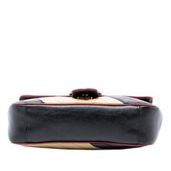 Medium GG Marmont Bicolor Matelasse Diagonal Leather Torchon Shoulder Bag