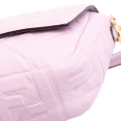 Medium Leather Embossed FF Baguette Satchel