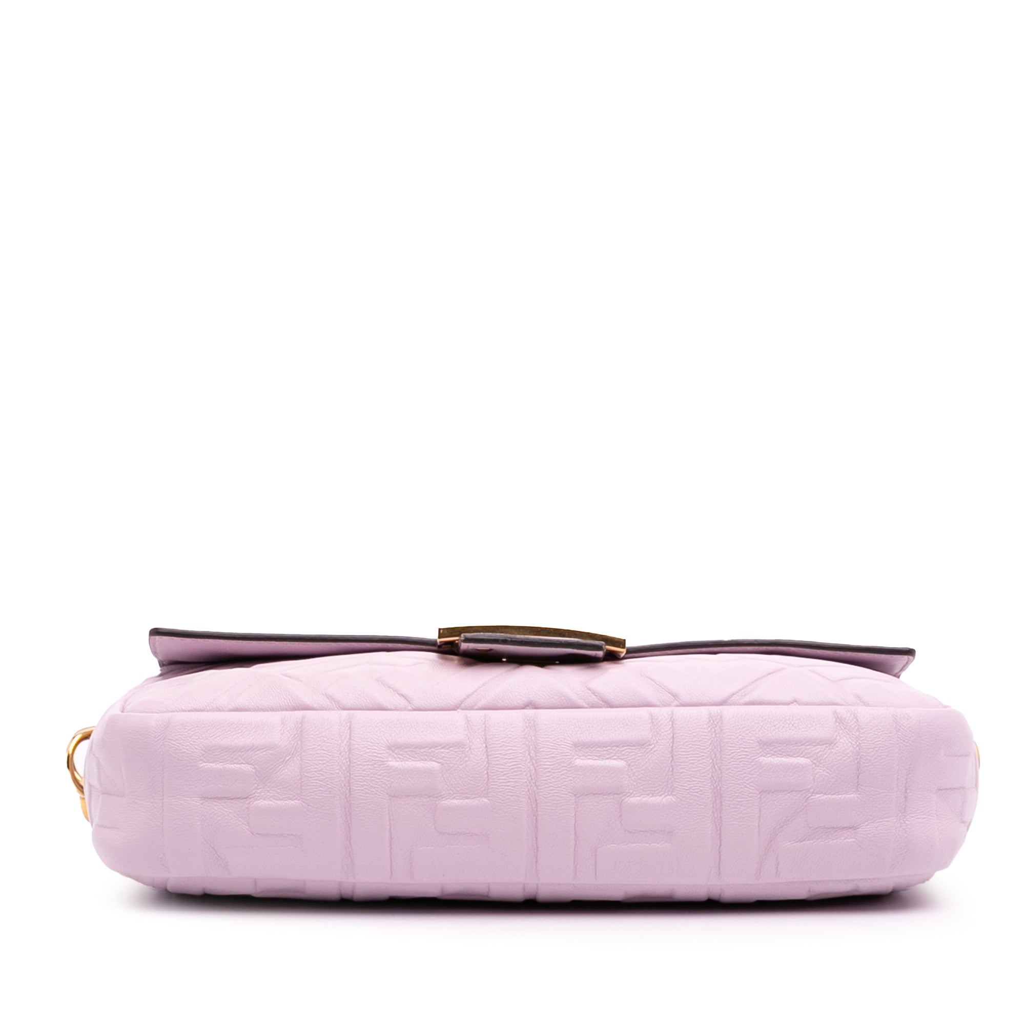 Medium Leather Embossed FF Baguette Satchel