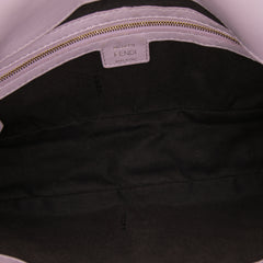 Medium Leather Embossed FF Baguette Satchel