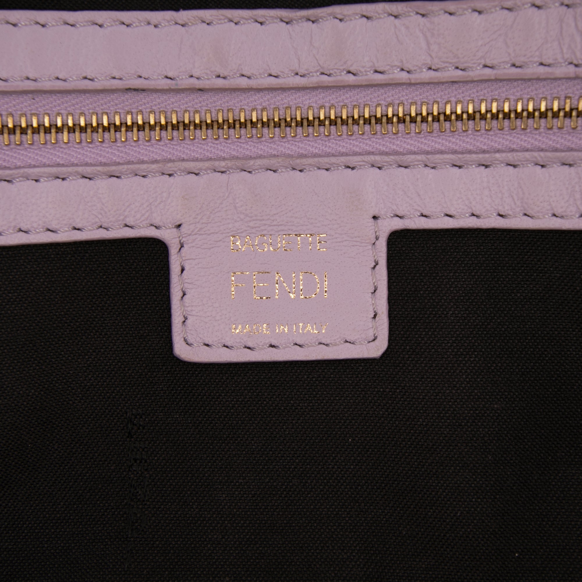 Medium Leather Embossed FF Baguette Satchel