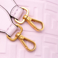 Medium Leather Embossed FF Baguette Satchel