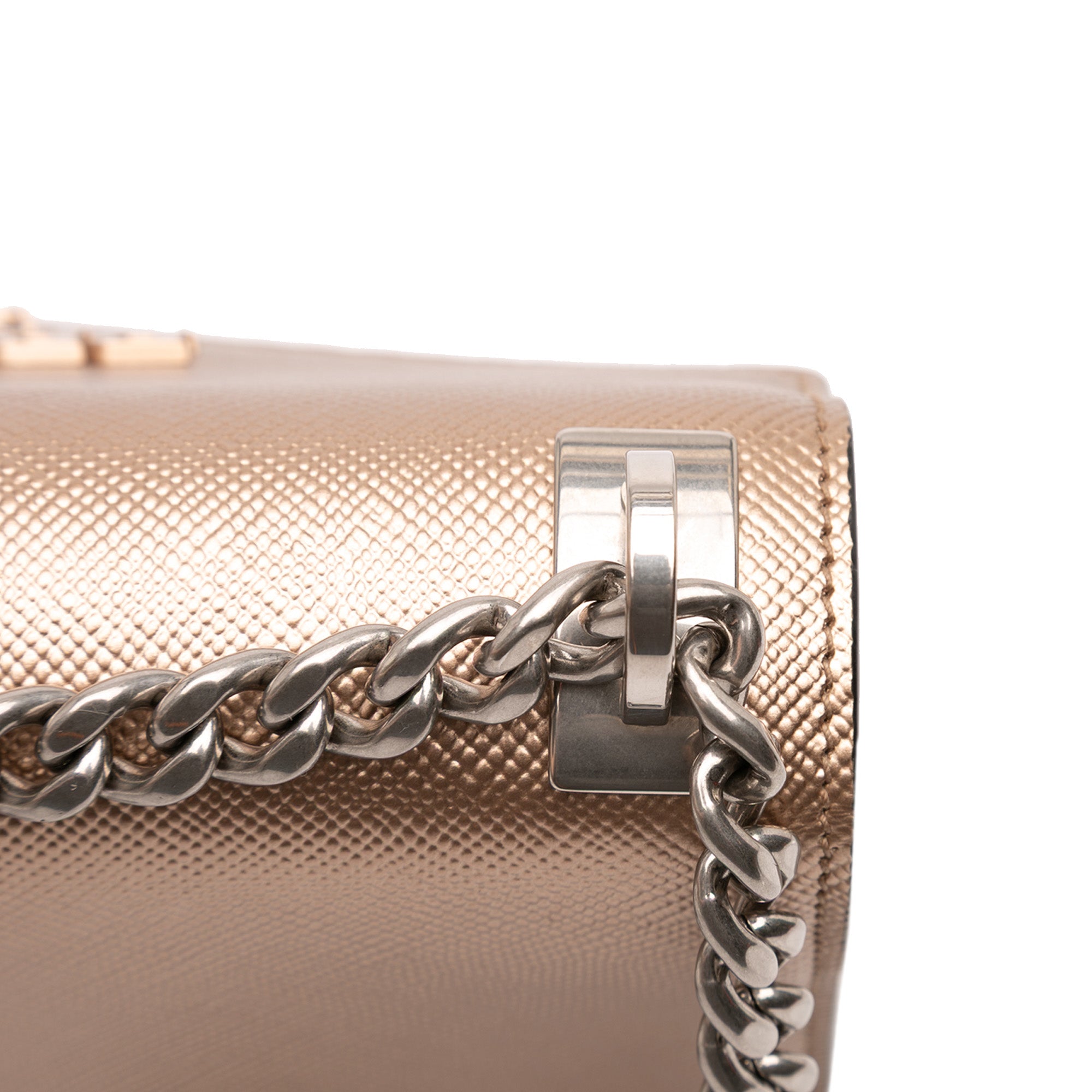 Metallic Saffiano Cuir Leather Monochrome Envelope Flap