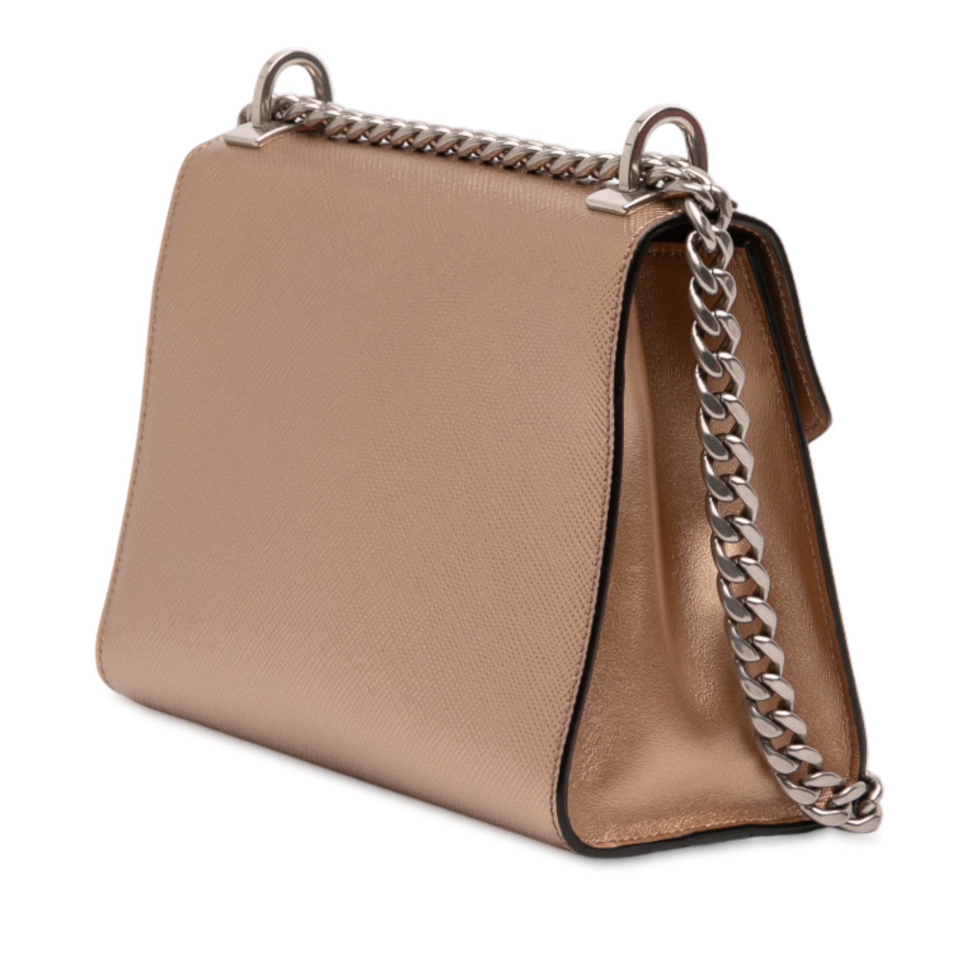 Metallic Saffiano Cuir Leather Monochrome Envelope Flap