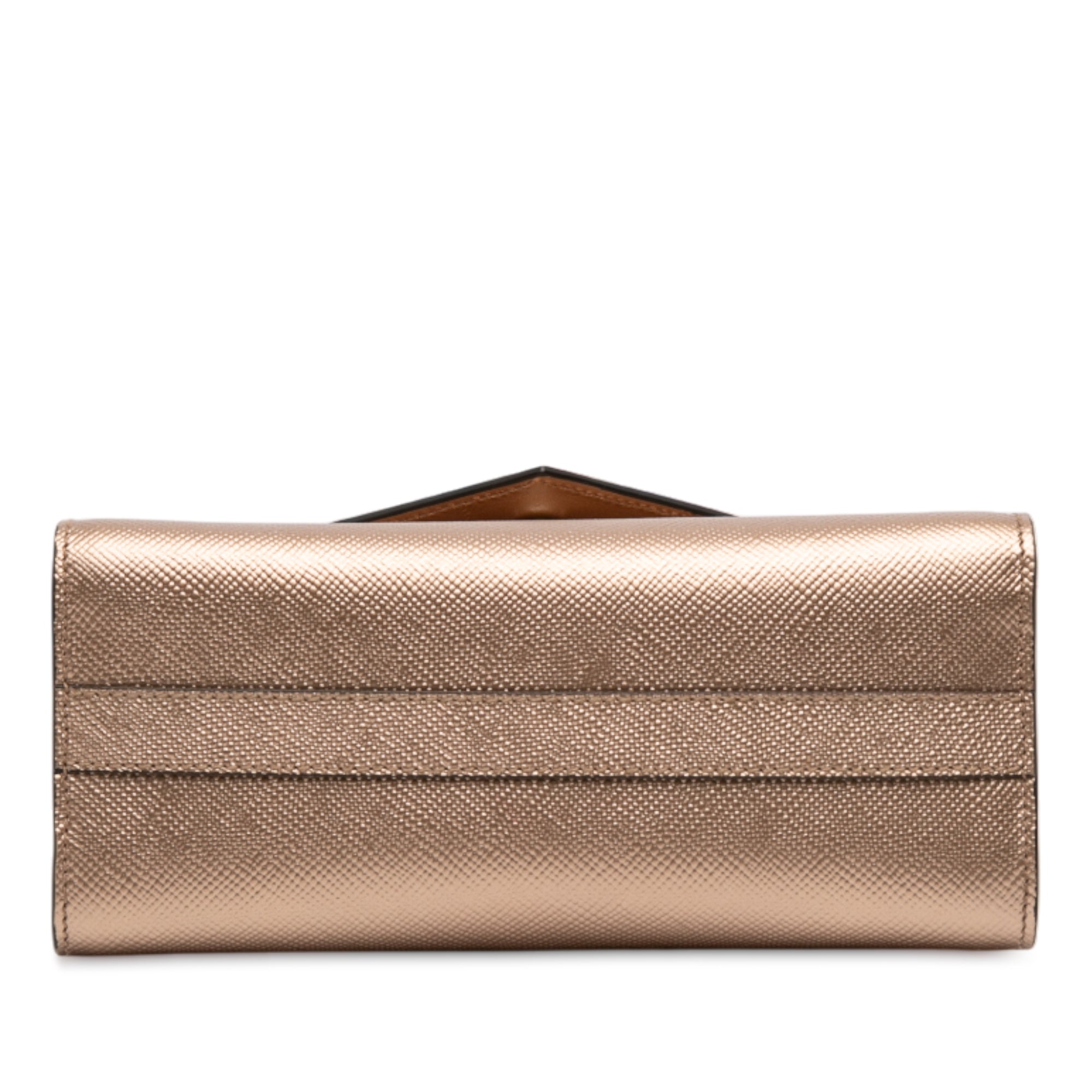 Metallic Saffiano Cuir Leather Monochrome Envelope Flap