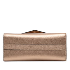 Metallic Saffiano Cuir Leather Monochrome Envelope Flap