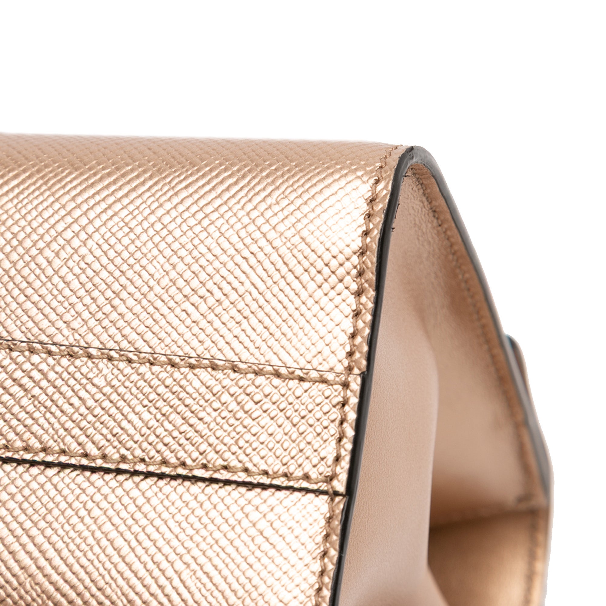 Metallic Saffiano Cuir Leather Monochrome Envelope Flap