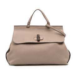 Large Leather Bamboo Daily Satchel