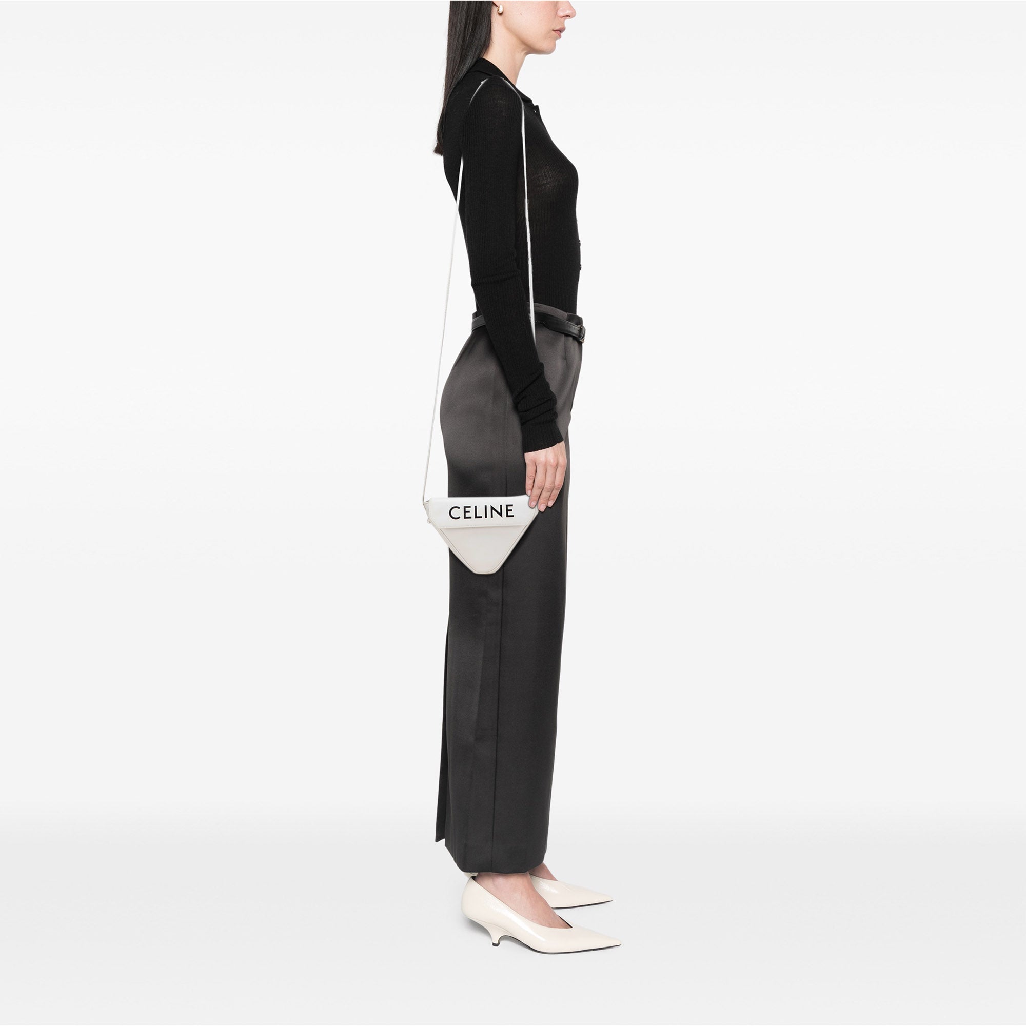 Smooth Calfskin Logo Triangle Crossbody