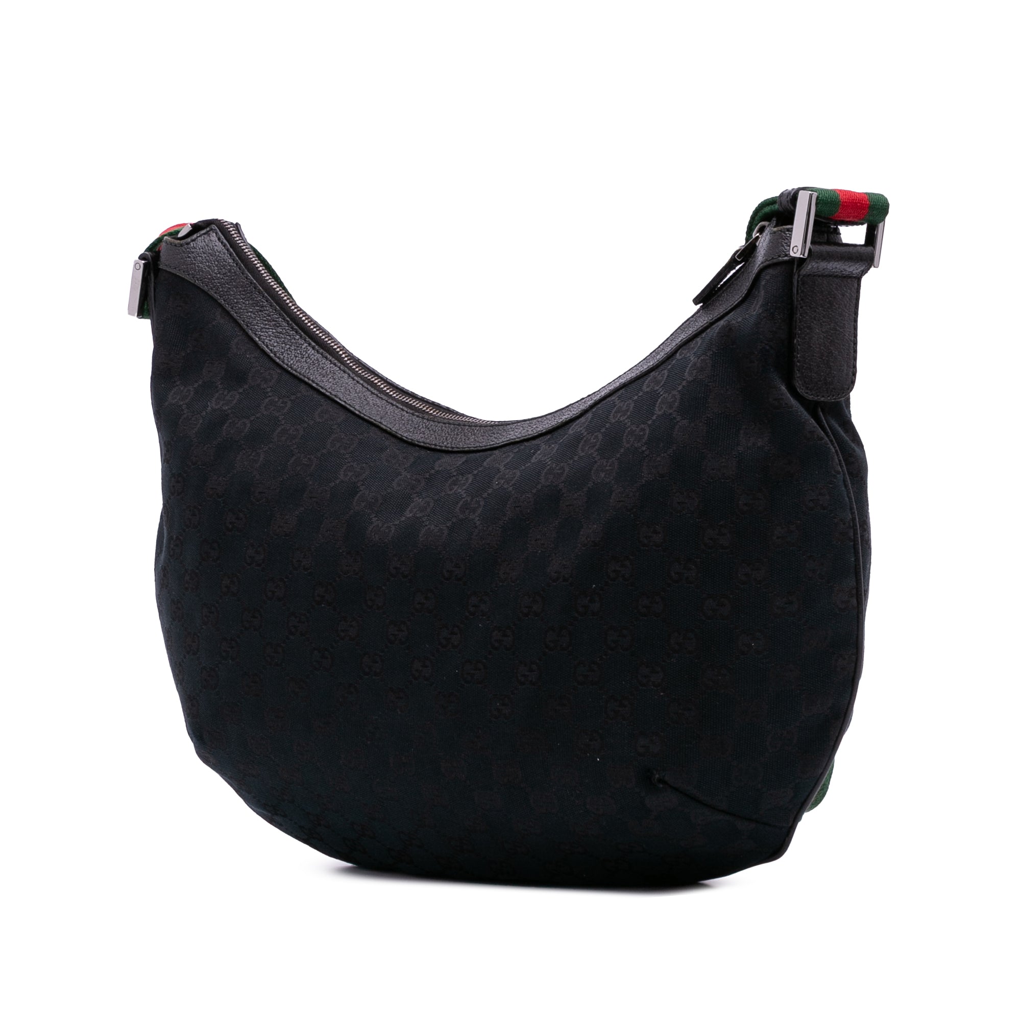 Medium GG Canvas Web Half Moon Crossbody