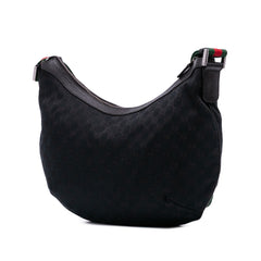 Medium GG Canvas Web Half Moon Crossbody