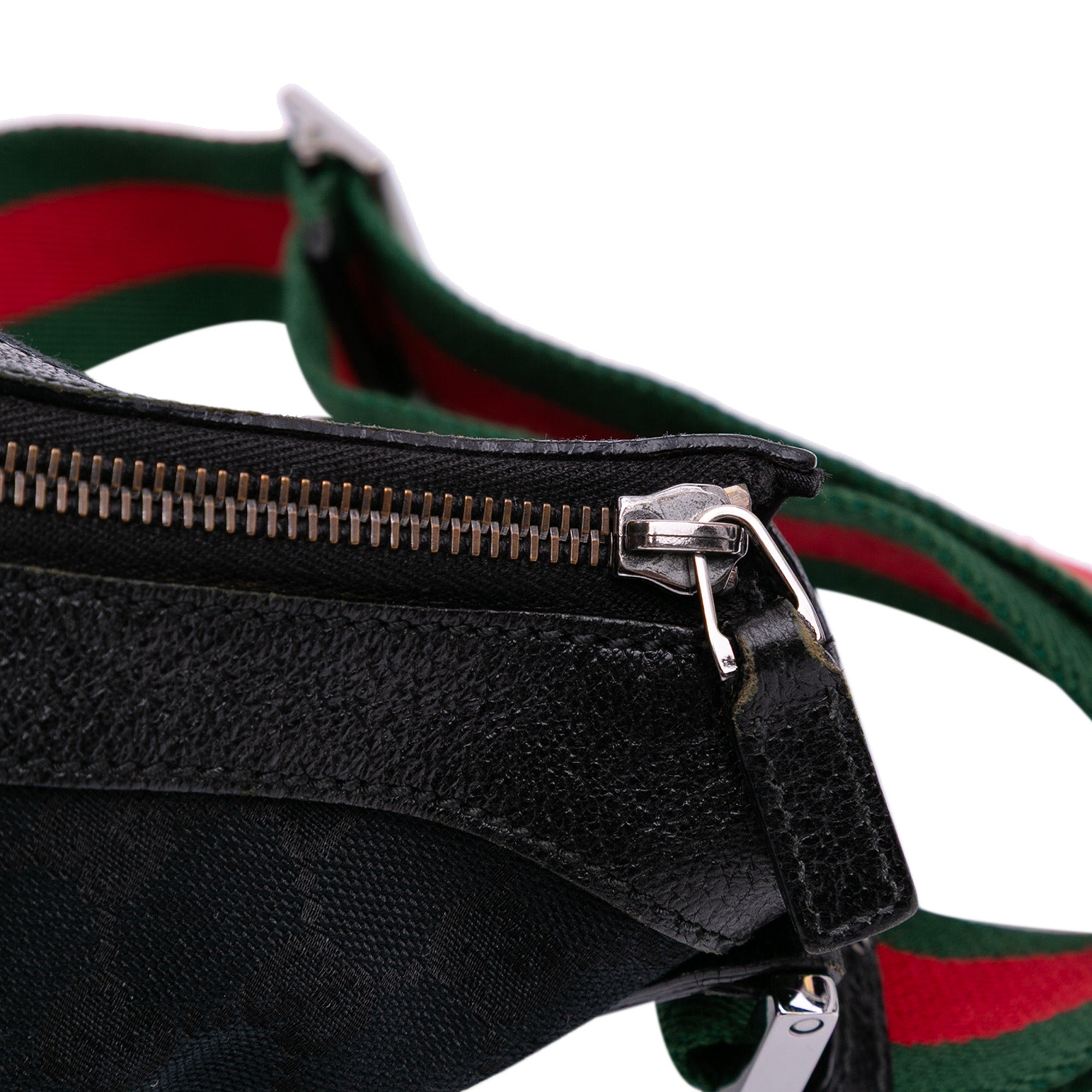 Medium GG Canvas Web Half Moon Crossbody