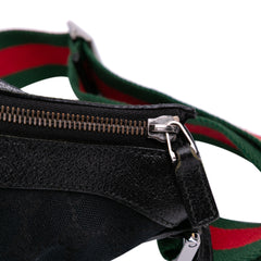 Medium GG Canvas Web Half Moon Crossbody