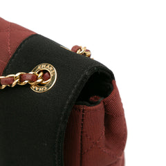 Small Bicolor Quilted Grosgrain Satin Small Mademoiselle Double Flap