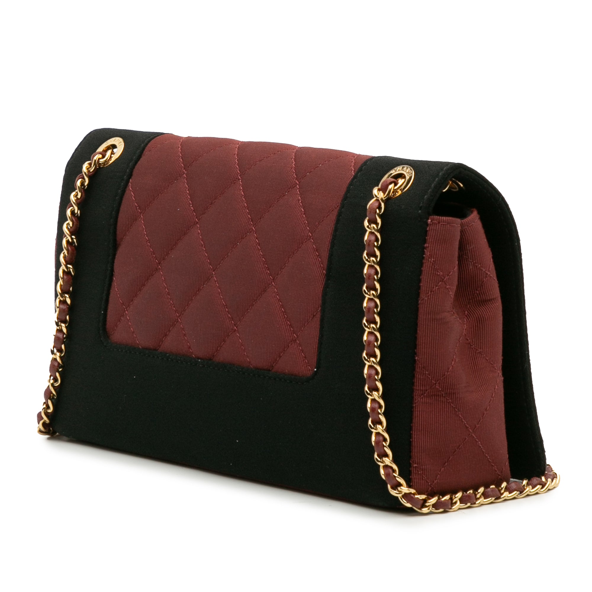 Small Bicolor Quilted Grosgrain Satin Small Mademoiselle Double Flap
