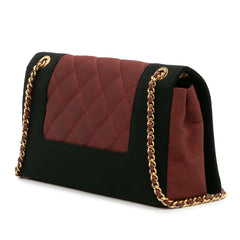 Small Bicolor Quilted Grosgrain Satin Small Mademoiselle Double Flap