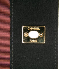 Small Bicolor Quilted Grosgrain Satin Small Mademoiselle Double Flap