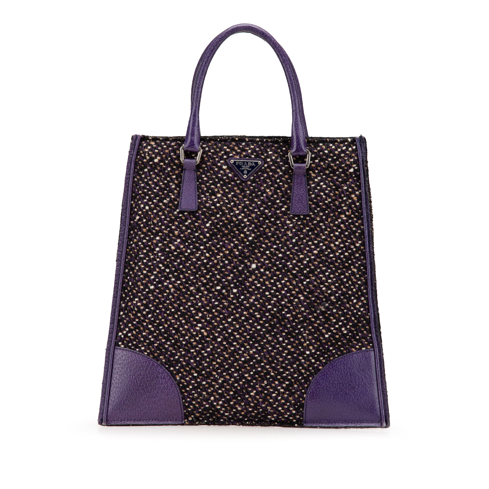 Vitello Trimmed Tweed Flat Tote