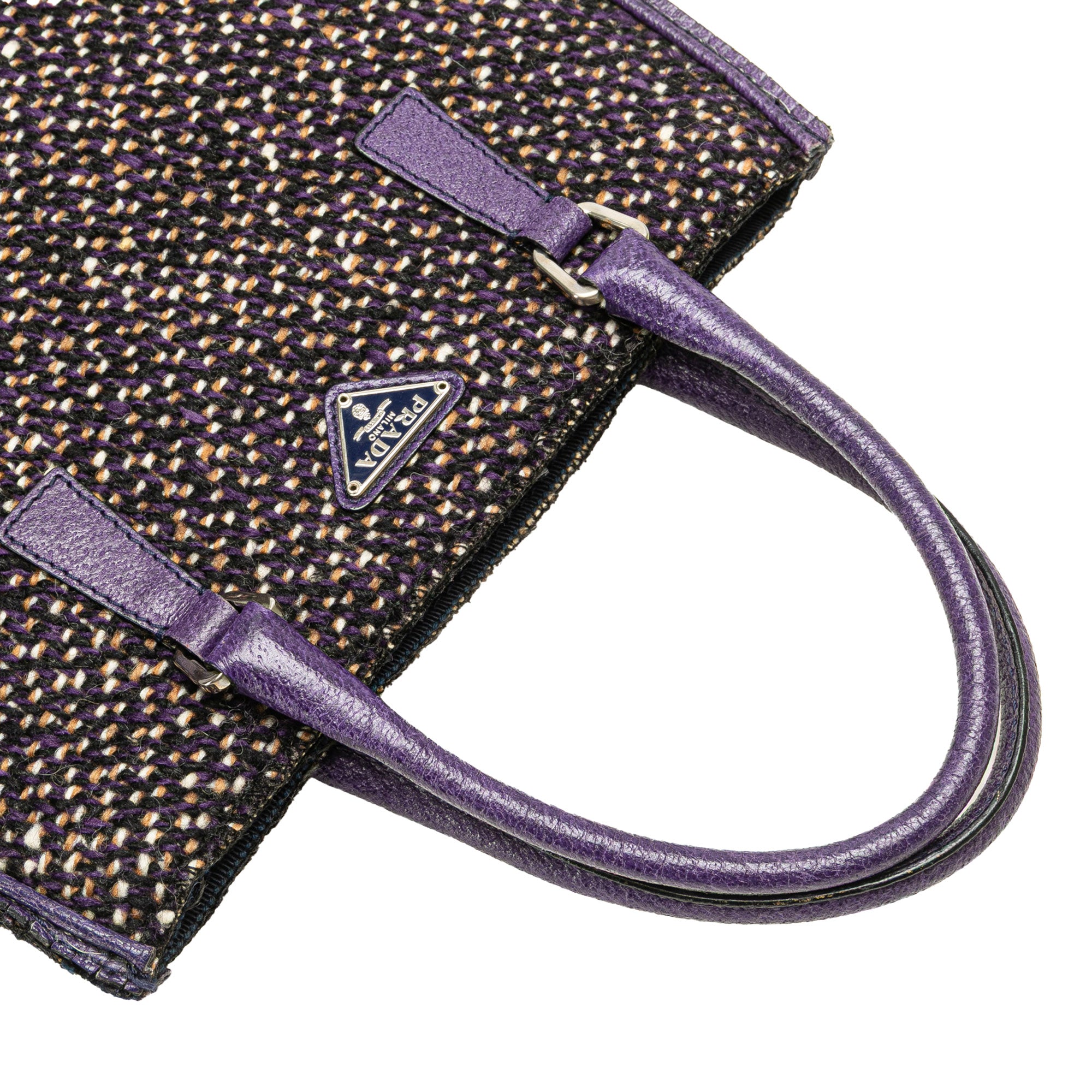 Vitello Trimmed Tweed Flat Tote