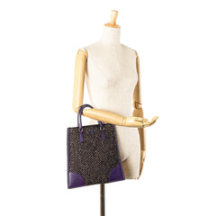 Vitello Trimmed Tweed Flat Tote