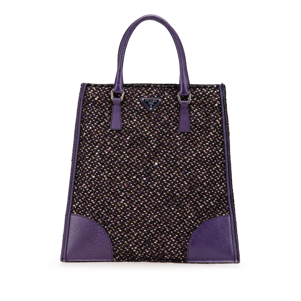 Vitello Trimmed Tweed Flat Tote