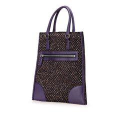 Vitello Trimmed Tweed Flat Tote