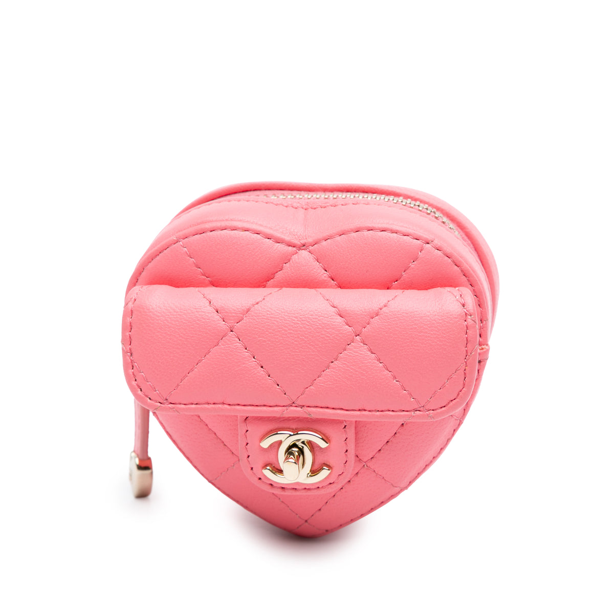 Lambskin CC In Love Heart Zipped Arm Coin Purse