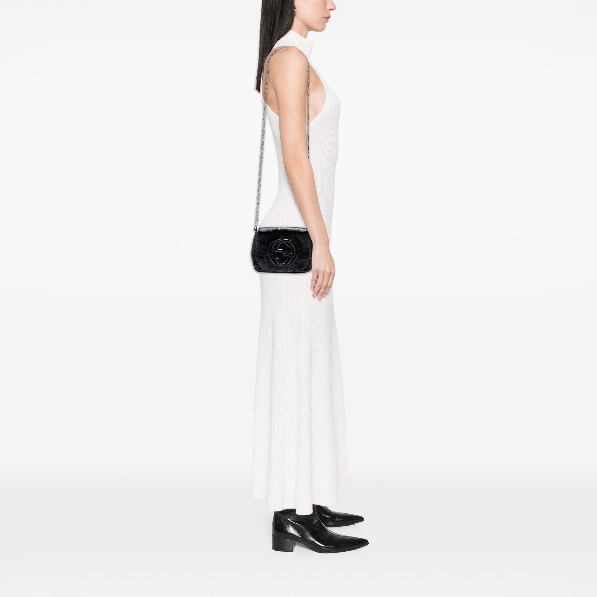 Small Patent Soho Chain Flap Crossbody